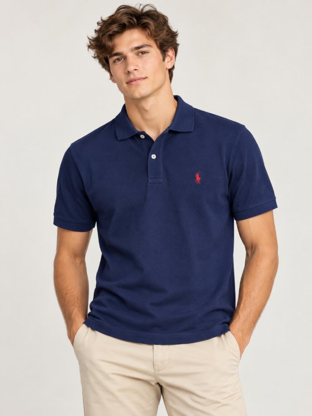 Ralph Lauren Sport Navy Blue Cotton Polo Classic Fit EUC Size M